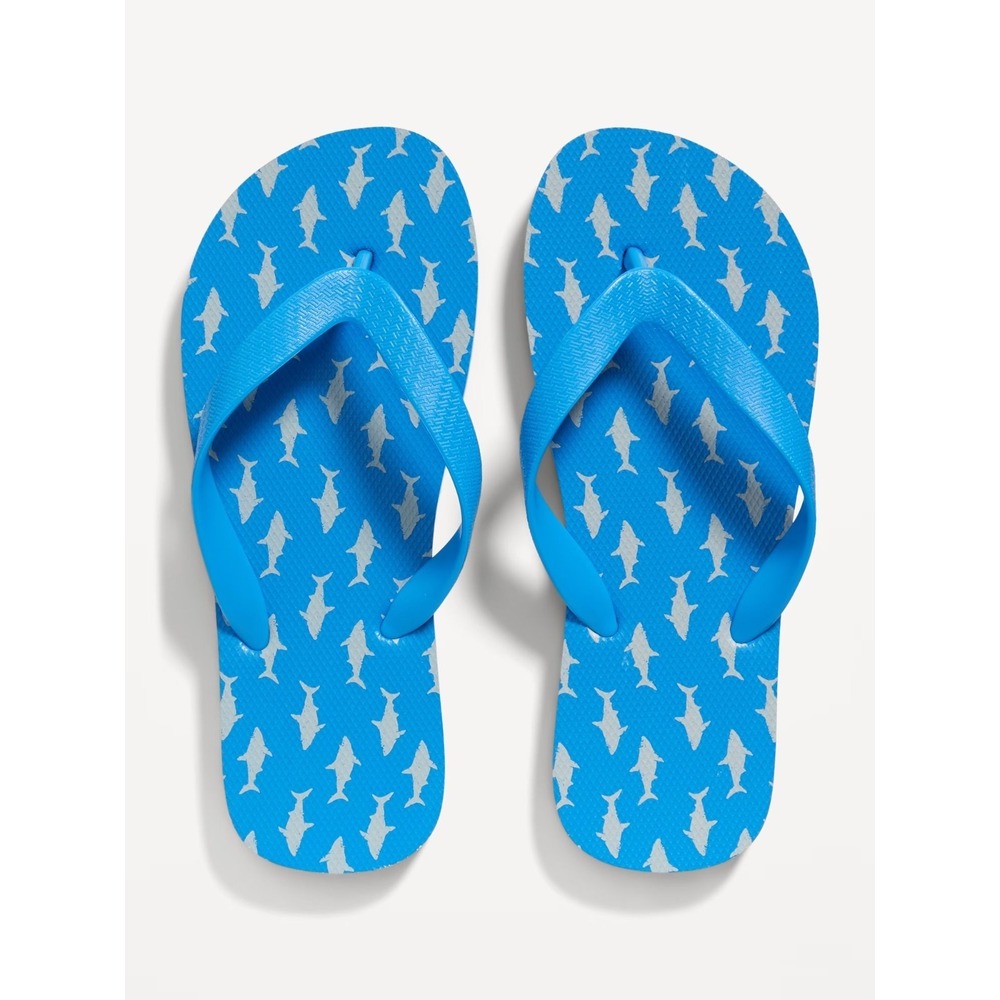 Old Navy Kids Textured Flip-Flops - Blue Sharks - Size 10/11